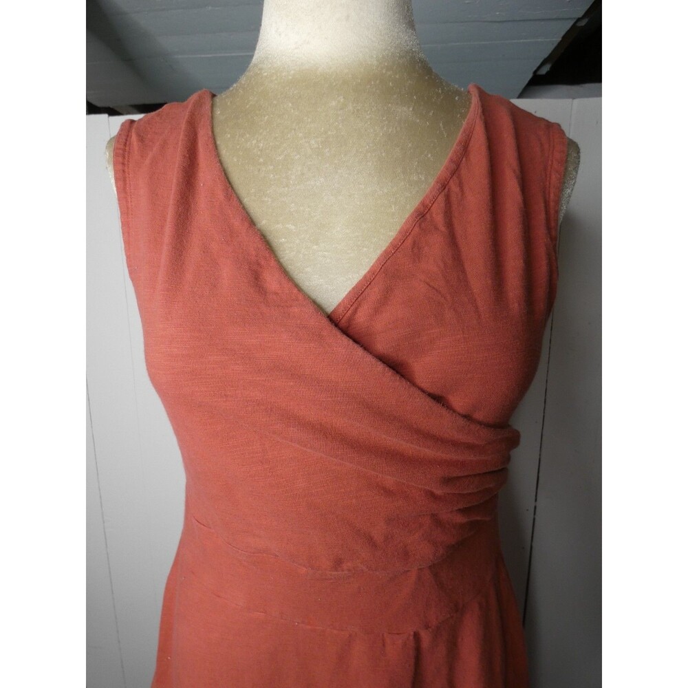 Patagonia Women's M Rust Orange Organic Cotton Dress Faux Wrap Sleeveless - Picture 2 of 9